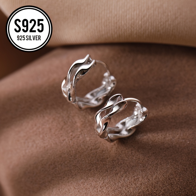 

1 Paire Élégante 925 Argent Non-Allergique Boucles D'Oreilles Double , Plaqué , Cadeau Elle, Boîte de Rangement -Oxydation Incluse, le , de Musique, de - 2,2g