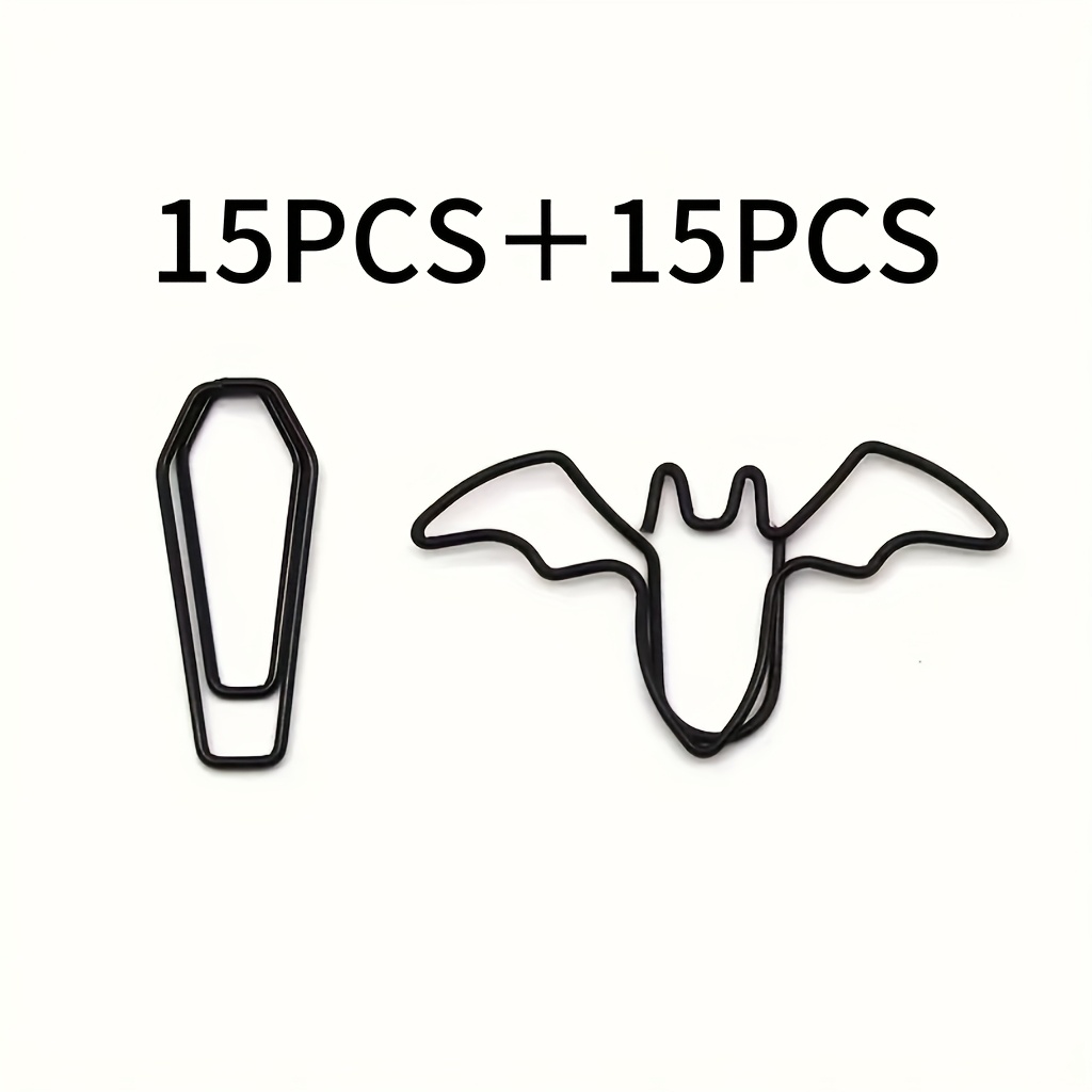 Bat & Coffin Shaped Paper Clips - Gothic Iron Push Pins For Halloween Decor, Office Supplies, Bulletin Board Organizing - Bat Wing & Coffin Lid Clips, Durable Metal-like For Spooky Party Decorations