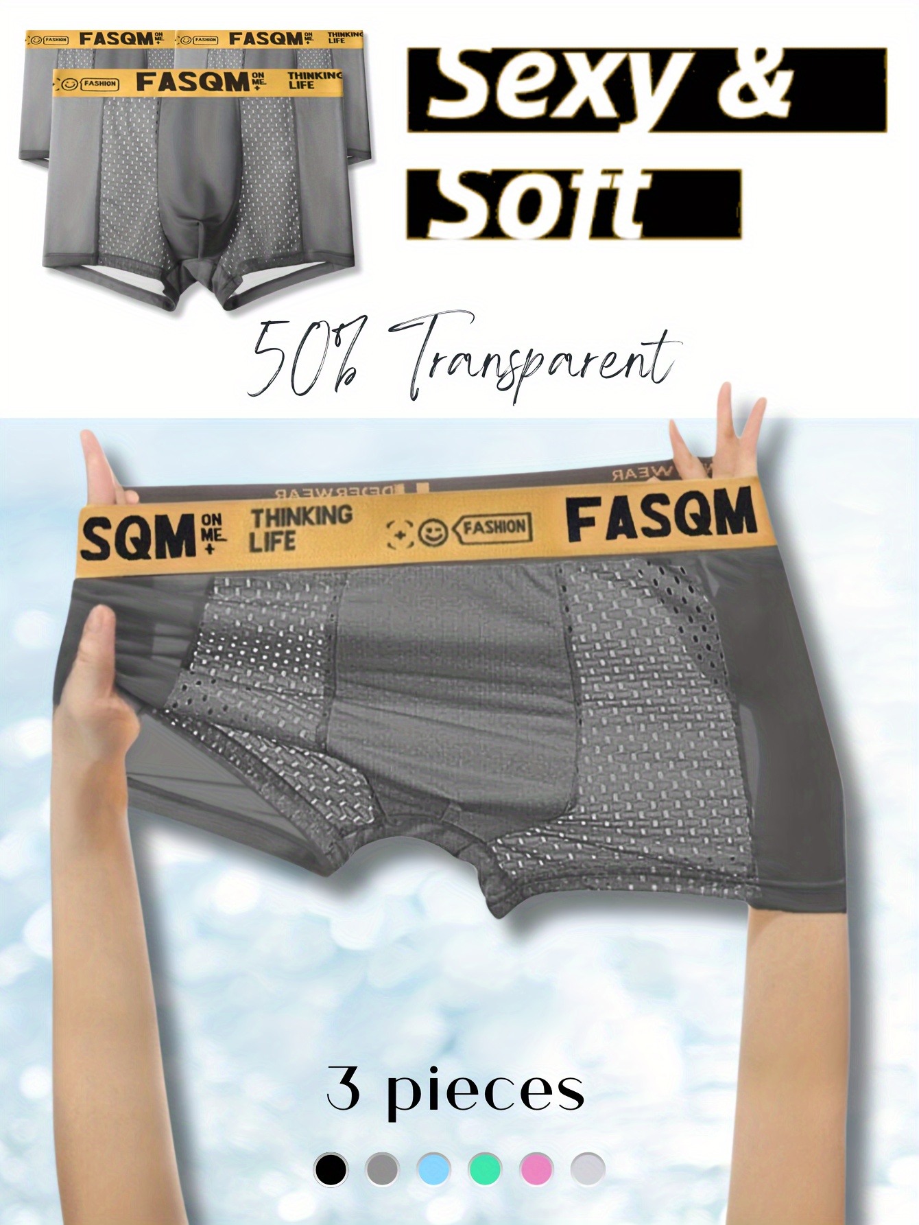 Men's Ice Silk Cool Soft Comfy Boxers Briefs Mesh Breathable - Temu