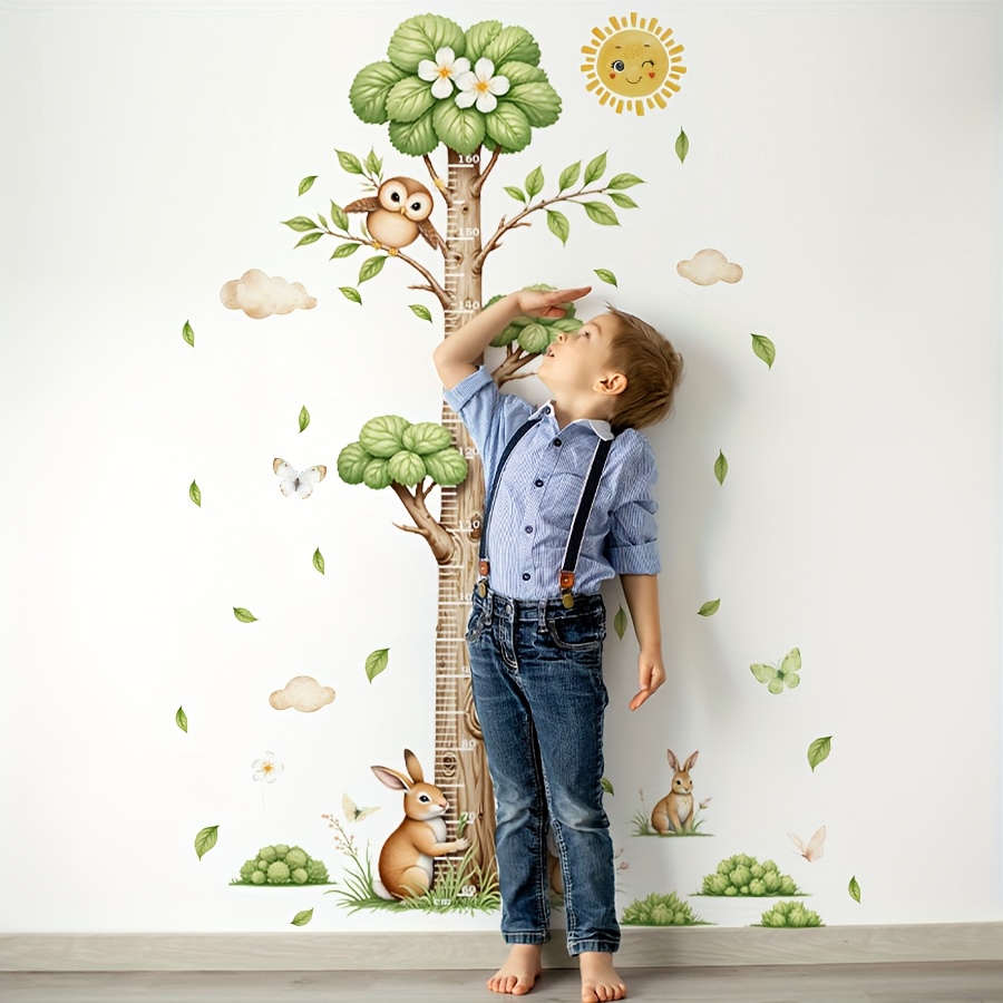 Set of 2 Cartoon Animal Wall Stickers for Measuring Height