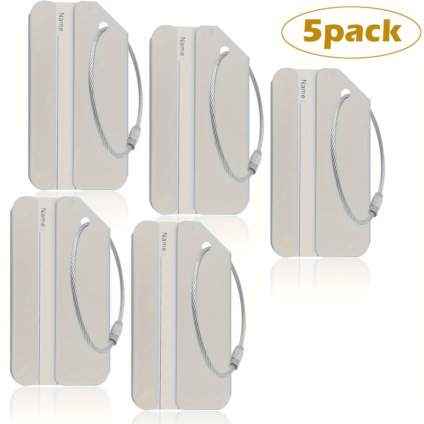 Image of Of 5 Aluminum Luggage Tag Holders For Identifying Travel Bags, Equipped With Steel Rings And Id Luggage Tags, Suitable For Suitcases