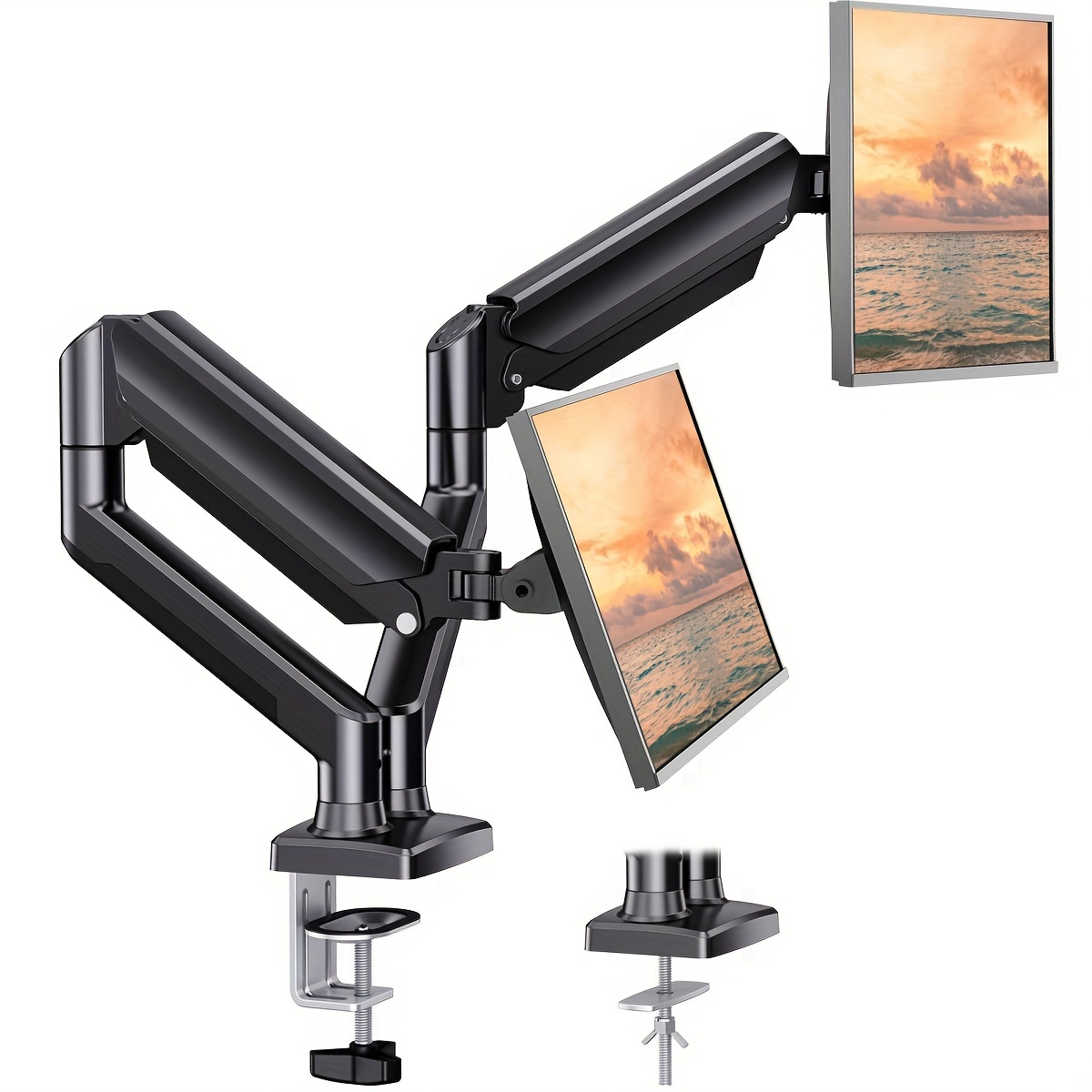 

Dual/single Monitor To 32 Inches Screen, Max 22 Lbs Arm, Adjustable Dual Monitor Stand, Dual Monitor Arm With 180° Swivel, Tilt, 360° For Home Office, 75/100mm