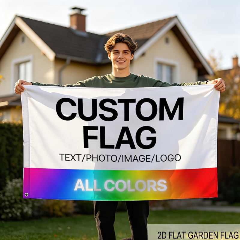TEMU 2d Flat - 2d Flat - 2d Flat Customization, 1pc Custom Single-sided Printed Flag Banner, Polyester Soft Material - 2d Flat - Garden Flag Custom
