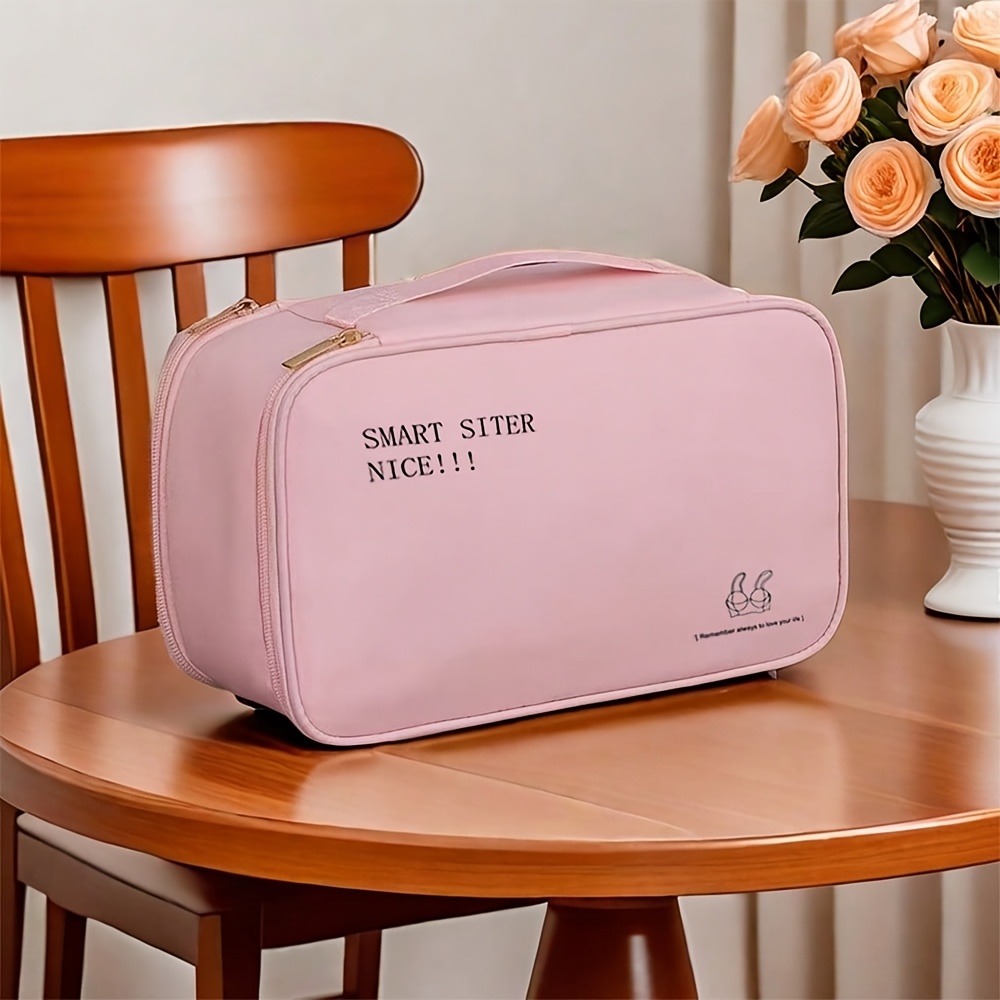 TEMU 1pc Oxford Memory Fabric Underwear Storage Bag, Durable Travel Storage Pouch, Multi-compartment Design Suitable For Bras, Panties, Socks,