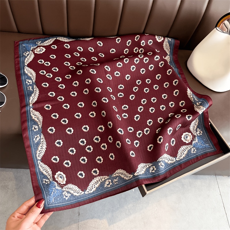 TEMU Pañuelo cuadrado para mujer con estampado vintage de - Chal y pañuelo para la cabeza , transpirable y , para todas , cortavientos, bandana