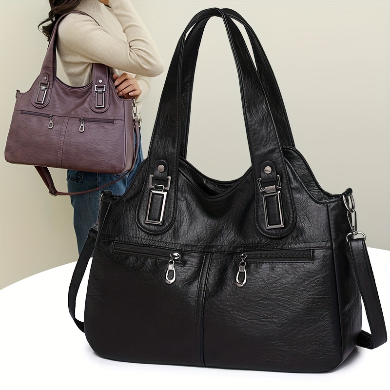 

Fashion Top Handle Tote Bag, Multi Pocket Shoulder Bag, Women's Casual Handbag & Purse