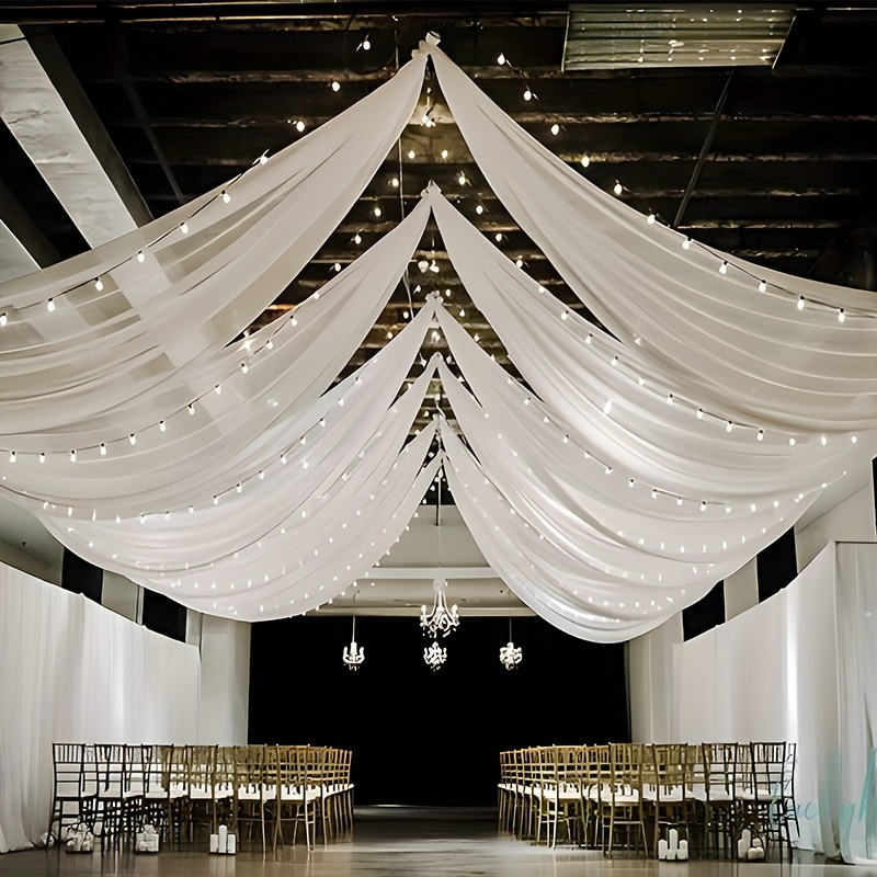 

romantic Charm" Elegant White Chiffon Wedding Arch Drape 26.2ft X 2.5ft - Perfect For Ceremony, Reception Decor & Romantic Celebrations Like Bridal Showers, Valentine's Day & Engagements