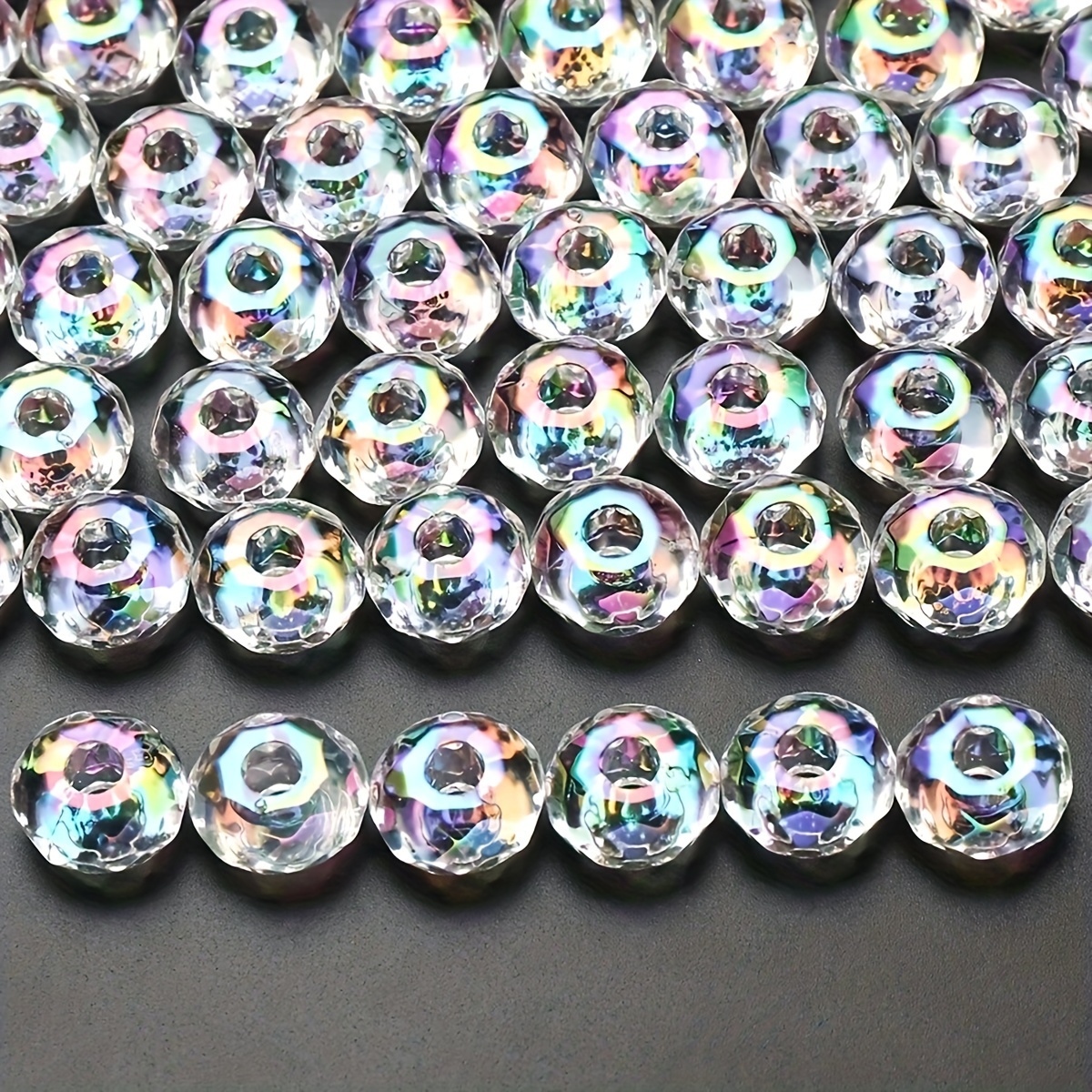 

20pcs Uv-plated 15mm Transparent Beads With Large Hole - Ideal For , Necklaces, Bracelets, Keychains & Crafting Accessories