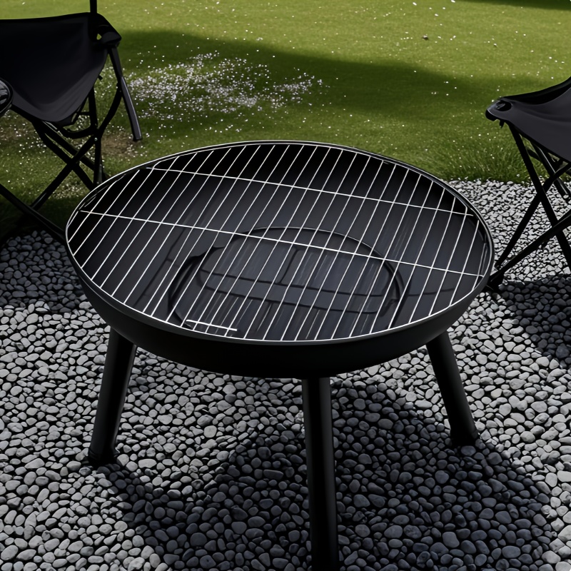 1 Set Foldable Outdoor Camping Fire Pit, Charcoal Stove, Wood-Burning Heater, Portable Design with Carbon Steel Base & Solid Iron Grate, Integrated Handle, Includes Bonus Mesh Net and Fire Hook – Ideal for Camping, Heating, and Multi-Scene Use