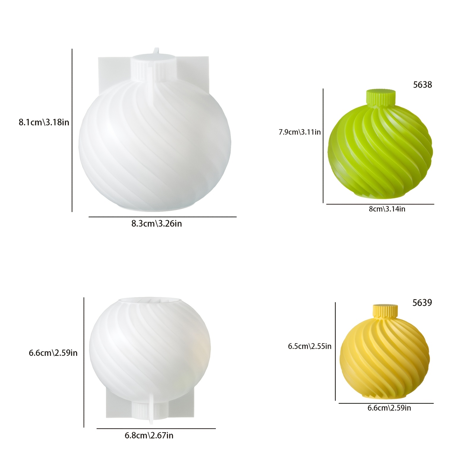 TEMU 2pcs Silicone Molds For Casting For Diy Spherical Striped Candles. Suitable For Artistic And Decorations, Aromatherapy, Holiday Gifts, And