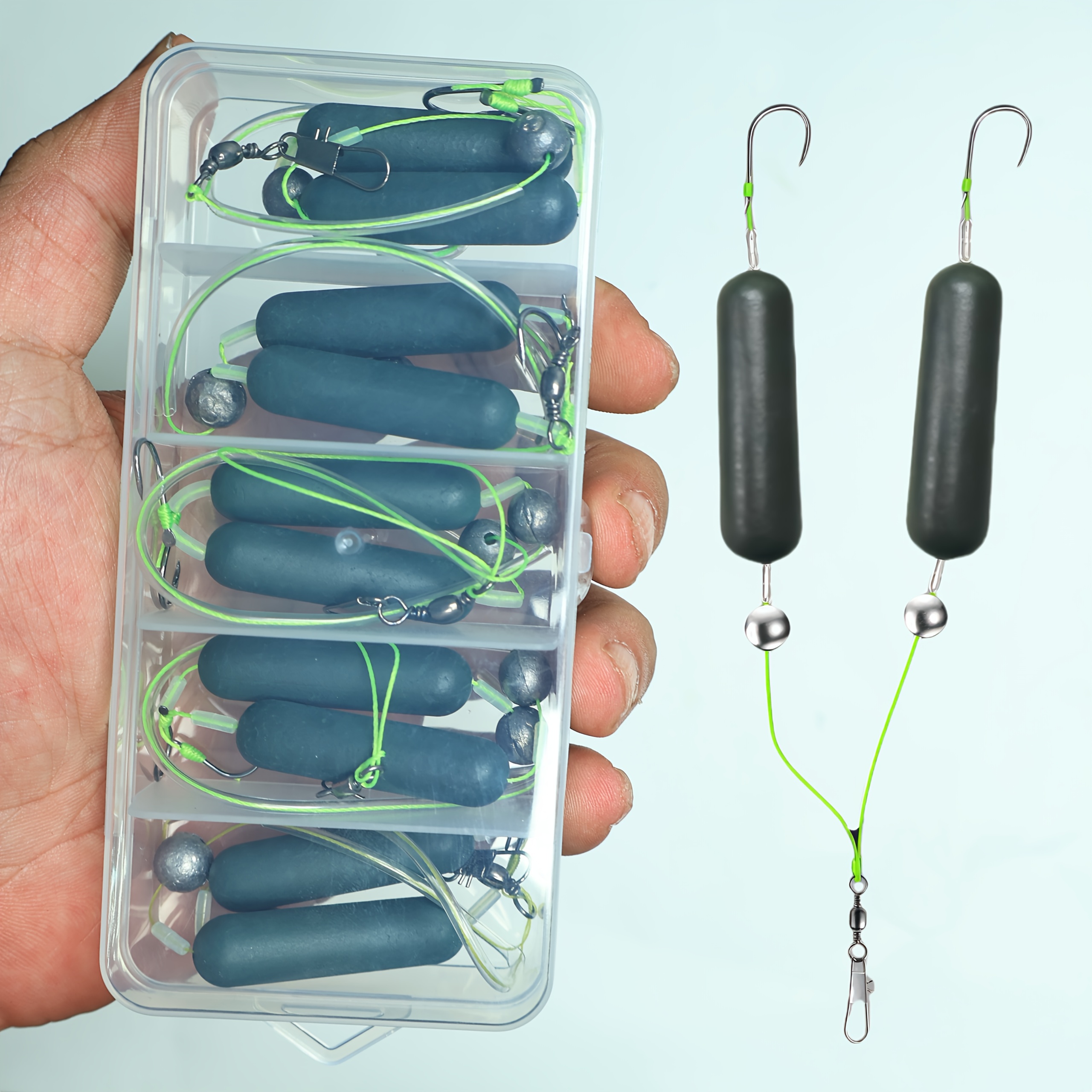 E-shop 5-teiliges Set Bodenlinie Doppelhaken Europäisches -Rig, fertiges Europäisches Karpfenhaken-Umrück-Boden-Rig, verbesserter Auftriebsschlauch,