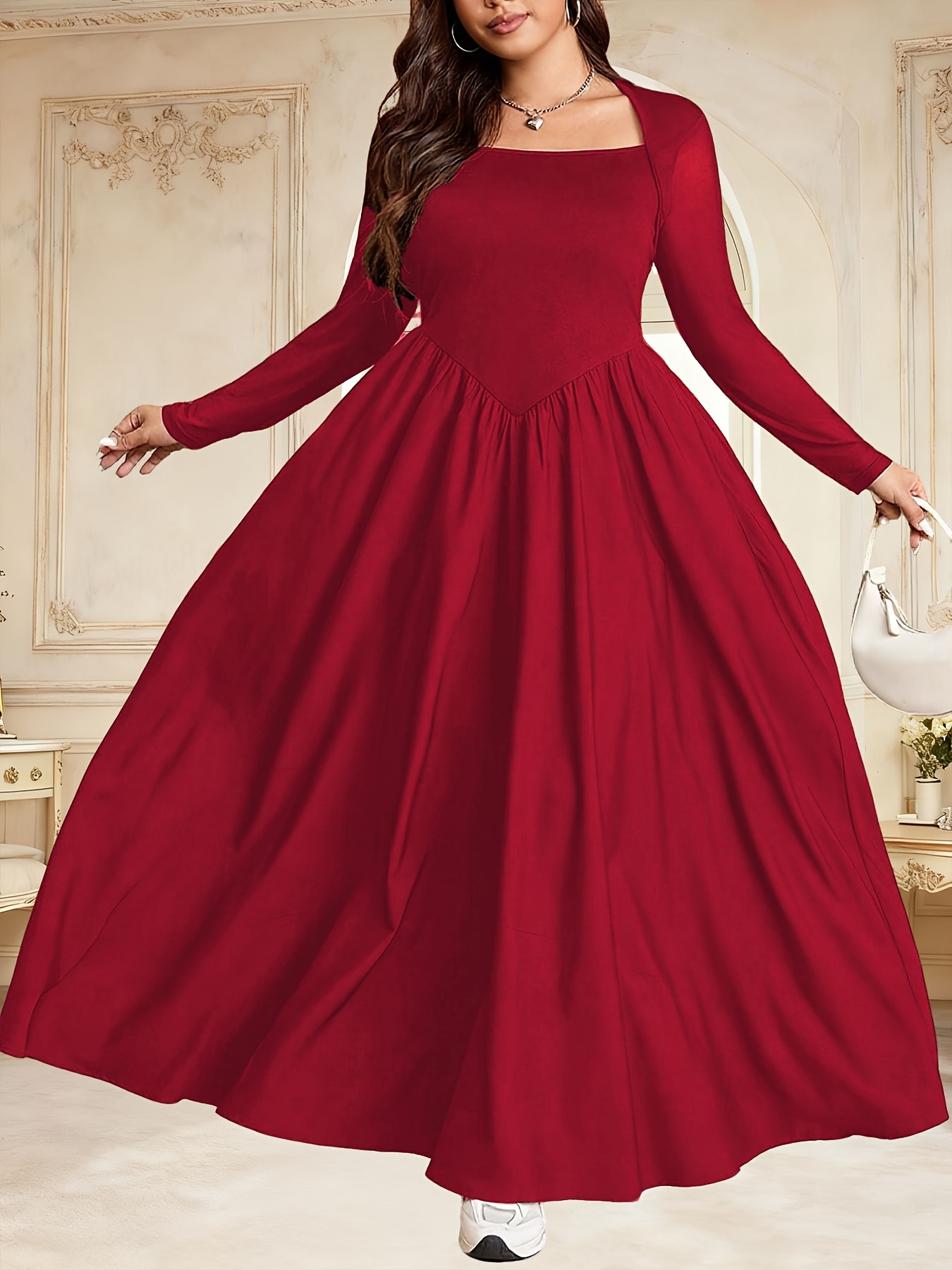 chinese dress ladies The Andréa Pleated Belle Sleeve Gown Champagne / 16 main image 1