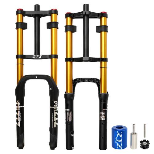20 26 inch4 0 tire bike fork 180 135mm hub straight tube manual lockout qr 9mm double shoulder front fork for snow beach e bike mtb