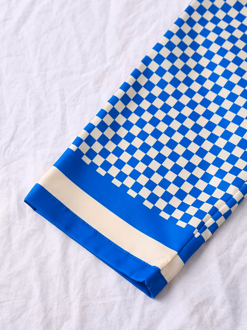 conjunto de camisa y pantalón de larga para mujer con estampado en varios colores, ideal para vacaciones en nn Detalles del producto 2