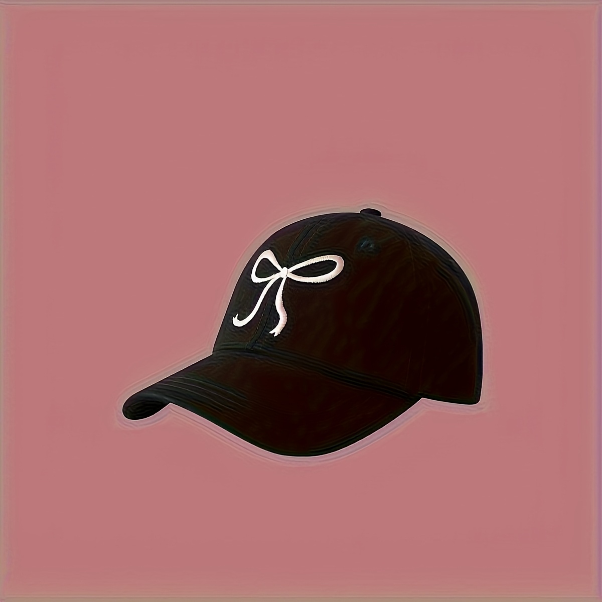 1pc Bow Embroidered Baseball Cap, Polyester, Adjustable, Sweet And , Foldable Fit Cap For , Closure, Ideal Gift