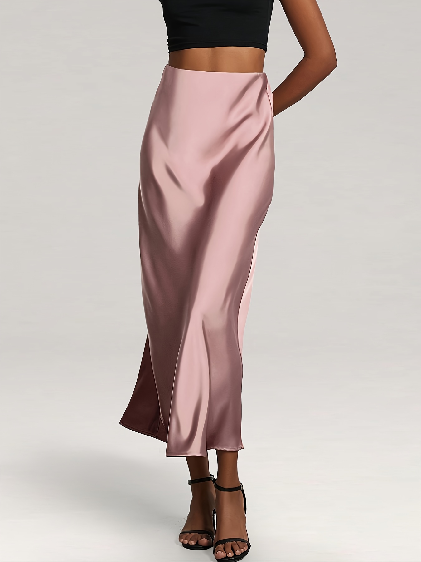 Womens Half Slip Skirt High Waisted Satin Elegant Half Skirt