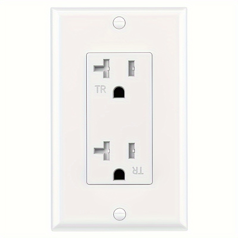 

20a White Electrical Wall Outlet With Panel - Tamper Resistant, , 125v, , Fire Proof, Safety, Material, Ideal For Home & Commercial Use