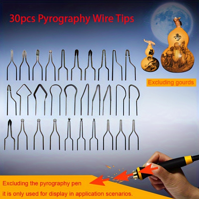 

30pcs Multiple Shape Pyrography Wood Buring Wire Tips Pen For 30-50w Adjustable Wood Burning Machine