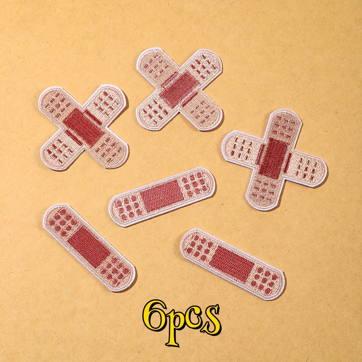 E-shop 6 Stück Näh- oder Bügelpatches, Süße Pflaster-Patches für Kleidung, Gelbe Stickerei-Patches für Jacken, Lustige Design-Patches für Jeans und