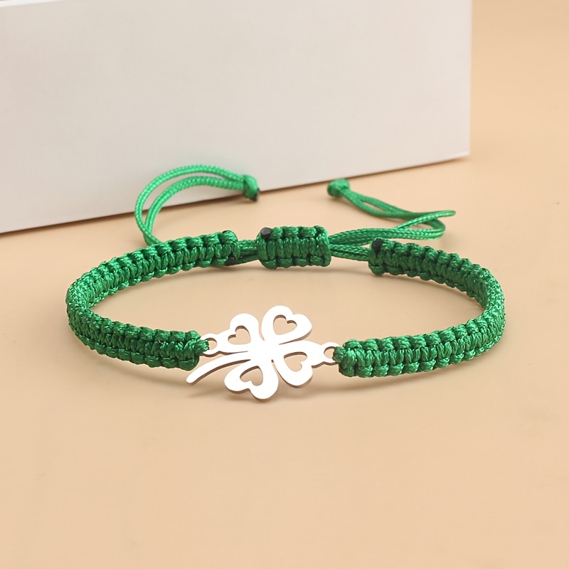 TEMU Bracciale da 1 pezzo in acciaio inossidabile a , cordino per intrecciato a regolabile, per l'uso da donna, /San Valentino//Regalo ispiratore