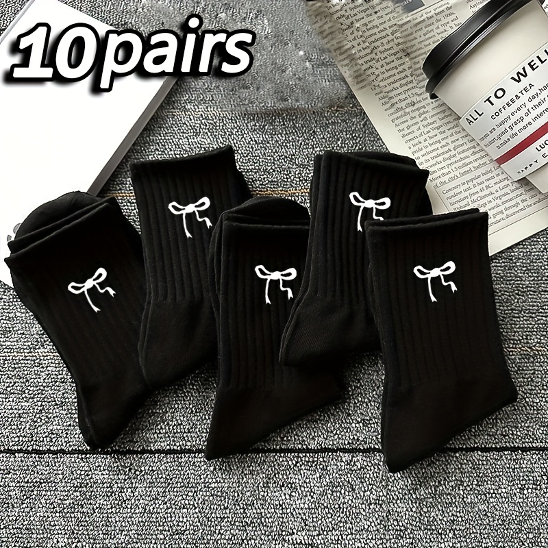 Random 10 Pairs Of Women's Soft Comfortable Breathable Athletic Socks, Mid- Socks For Daily And Outdoor Wear, Cute Socks, Easy Sock Design