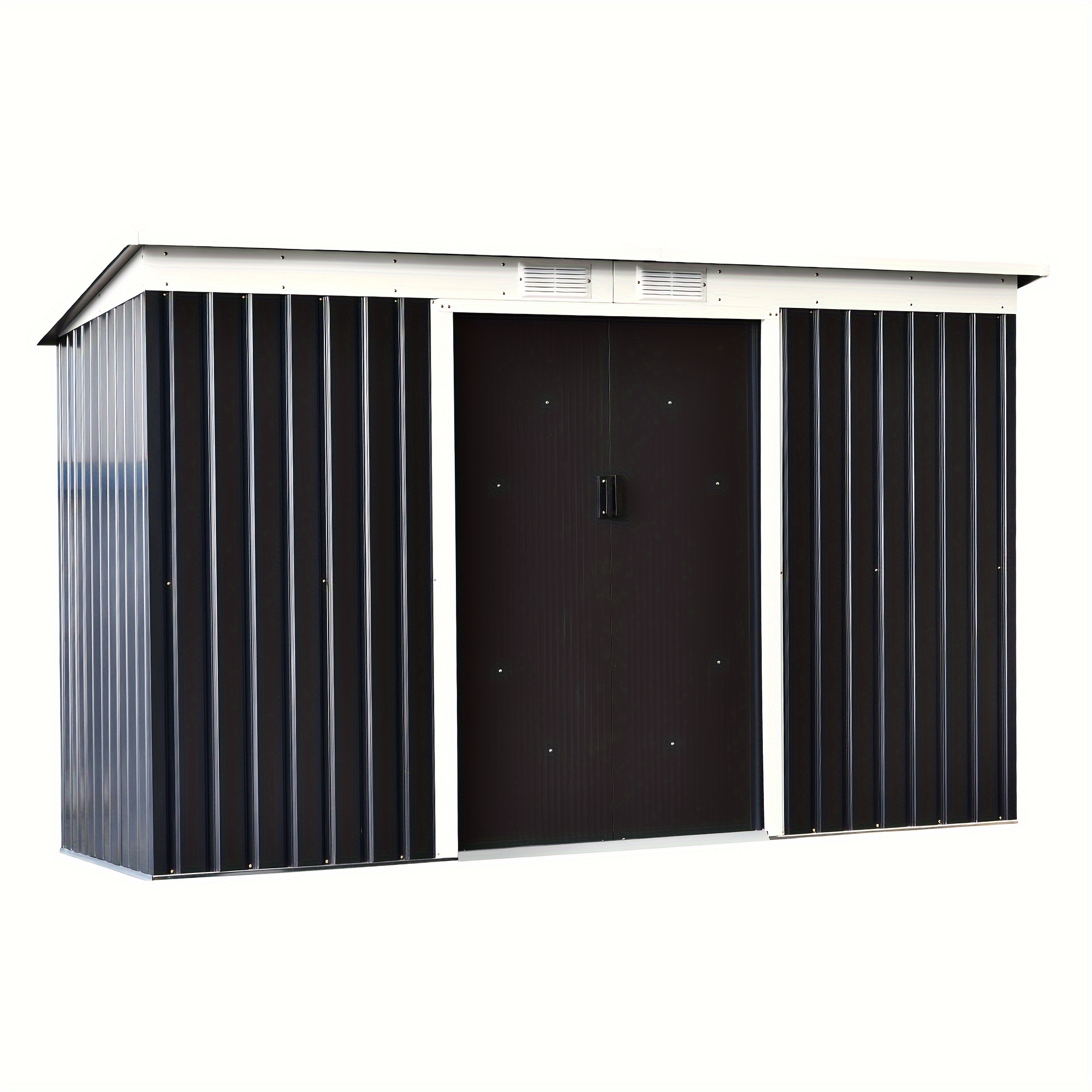 

Outsunny 9' X 4' Outdoor Storage Shed, Galvanized Metal Utility Garden , Lockable Door For Backyard, Bike, Patio, Garage, Lawn