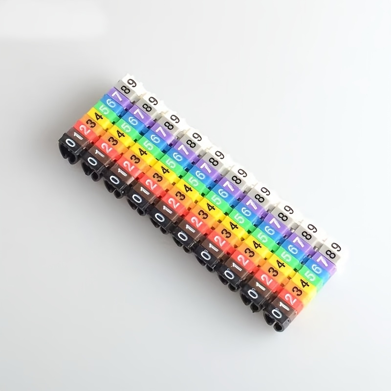 TEMU 100pcs 100pcs Suitable For Electrical & Network Wiring Color-coded Clip-on Wire Number Markers, Color-coded Cable Labels With Numbered Markers,