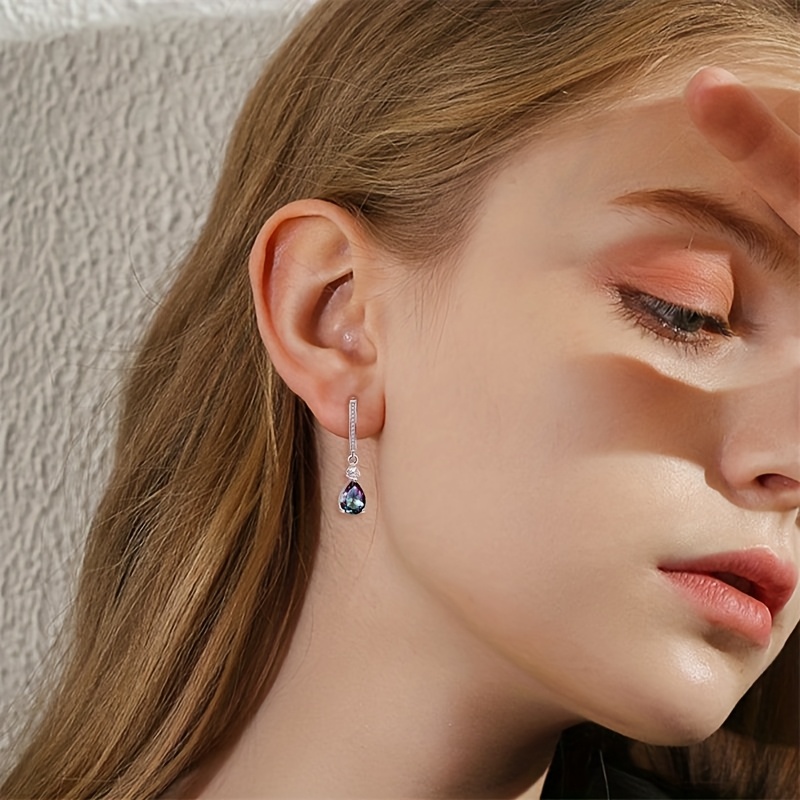 S925 Silvery Mystical Rainbow Ear Buckle Small Earrings