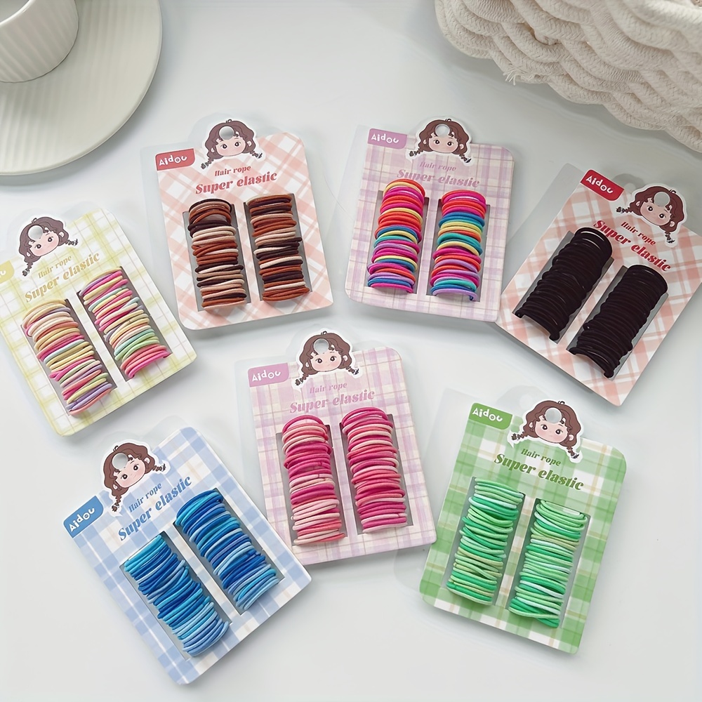 60pcs/Card Easy Basic Small Hair Tie Elastic No Damage