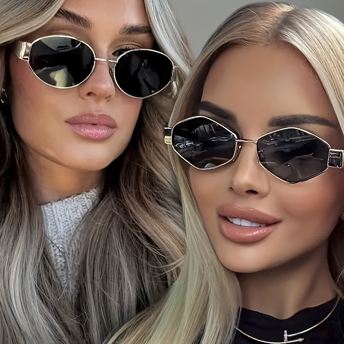 

2pcs Set Y2k Oval Fashion Glasses For Women - Fashionable Metal Frame With Anti-reflective Polycarbonate Lenses, Beach Vacations & , Street Photography, Fishing