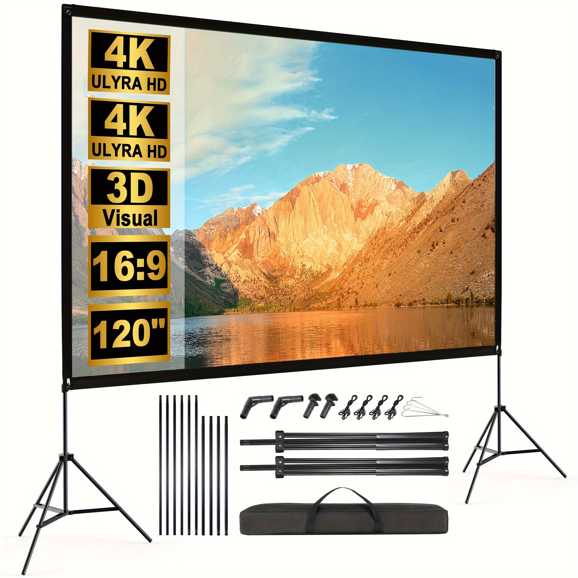 120 inch projector screen stand 16 9 4k hd portable - Temu