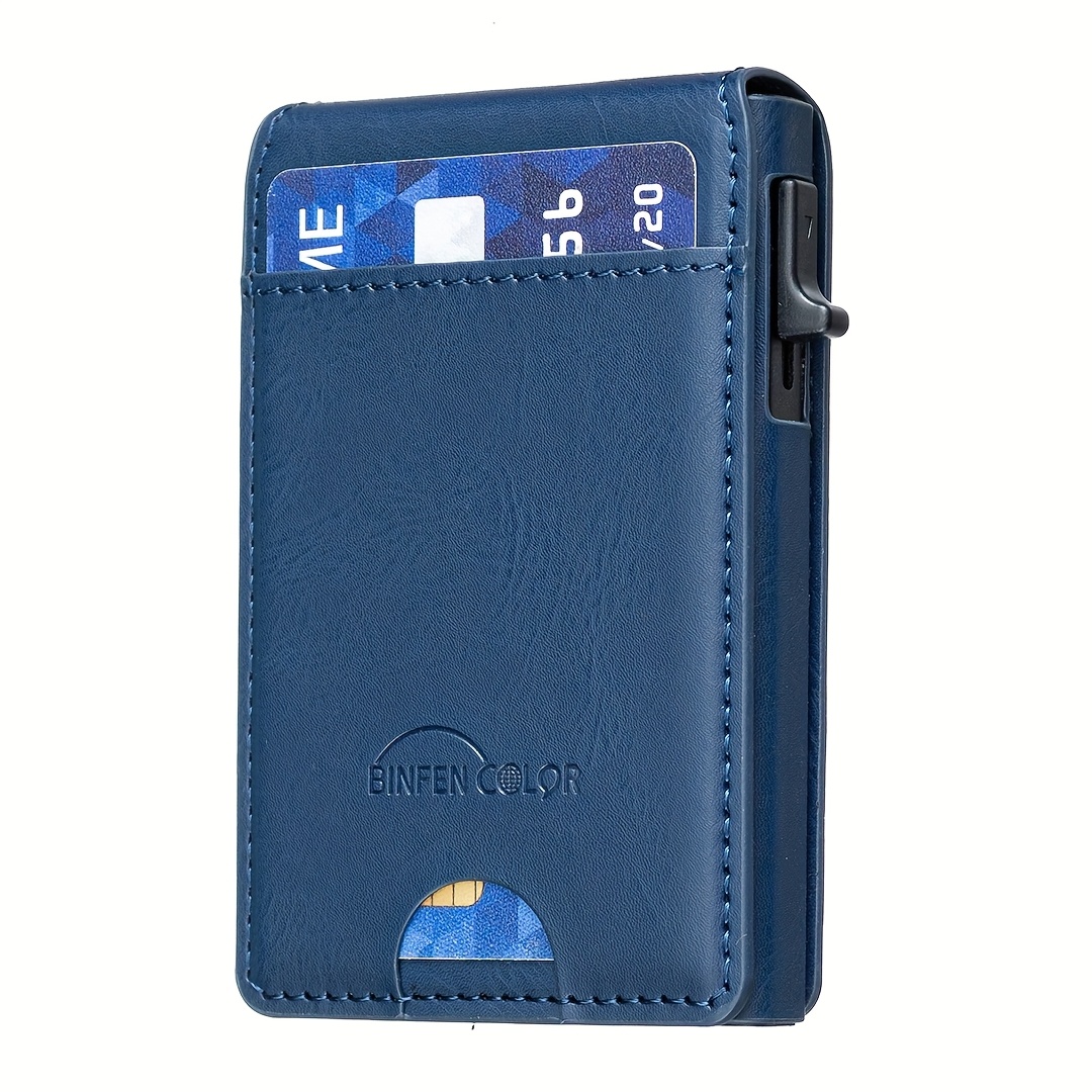 TEMU Suitable For Magnetic Card Holders-premium Ultra-thin Wallet-wallet With Rfid Protection- Unisex Wallet-magnetic Clasp Wallet-dust-pressed Sand
