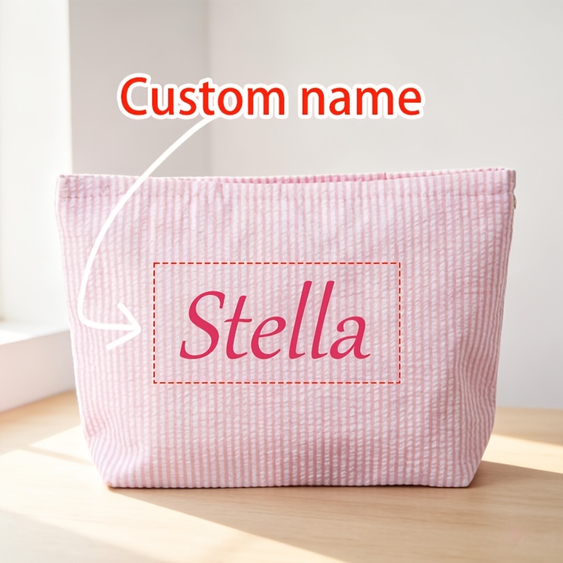 TEMU Borsa Trucco Personalizzata con /Iniziali - Organizzatore Cosmetico di Grande Capacit� con Chiusura a Cerniera, per Viaggi e Uso , Astuccio per