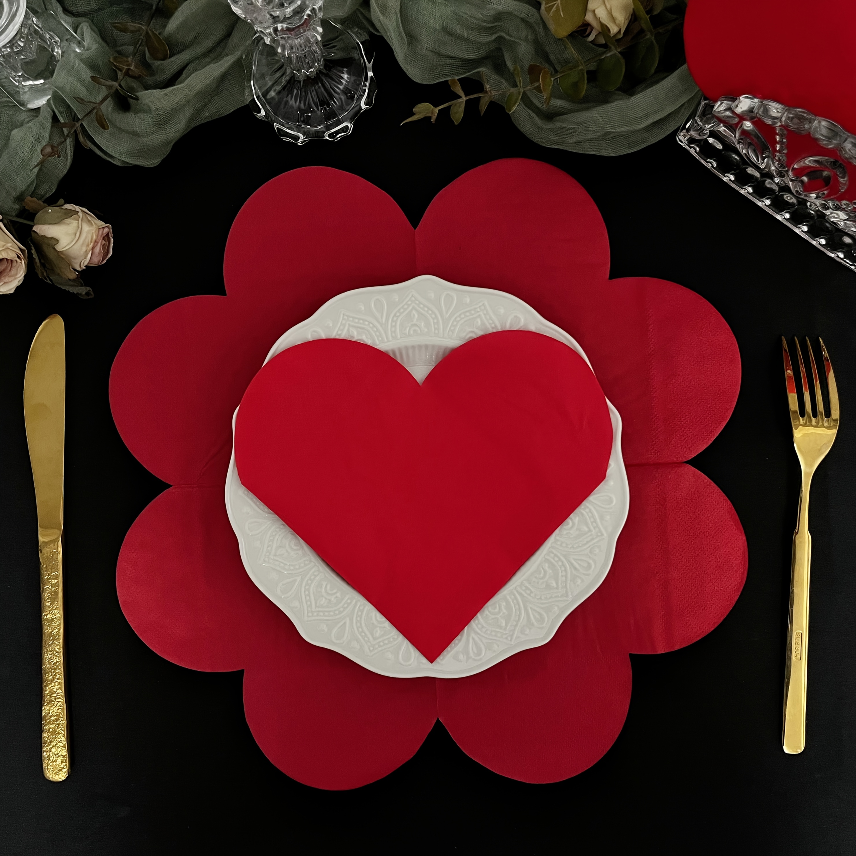 TEMU 20 pezzi, Tovaglioli da Festa a Forma di Vivace, 2 veli, 13*13 pollici, Adatti per Decorazioni Valentino in e Forniture per Feste, Matrimoni,