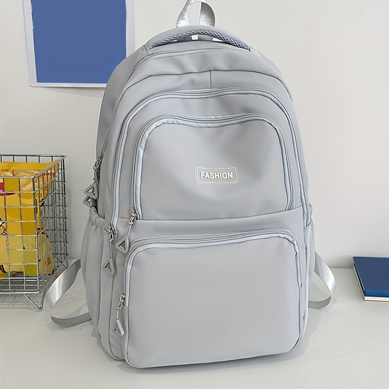 

Stylish Solid Color Backpack For High School Girls, Large Capacity And Multiple Pockets, Suitable For Daily Use By Young Students