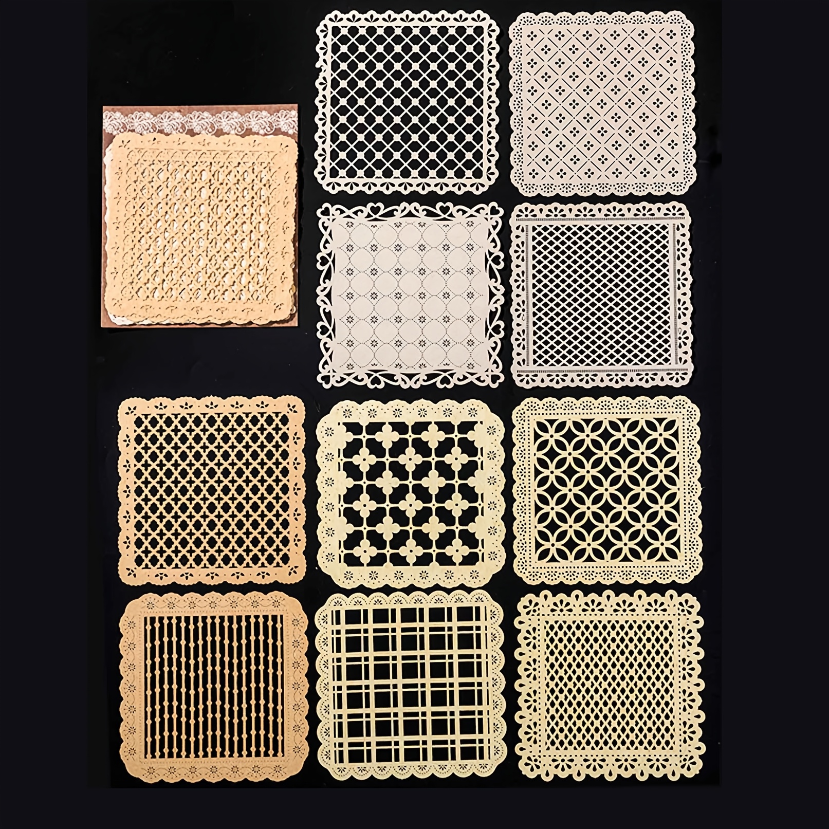 TEMU 1 Pack Of 10 Sheets Of Vintage Hollow-out Lace Trim Diy Decorative Scrapbooking Journaling Material Paper