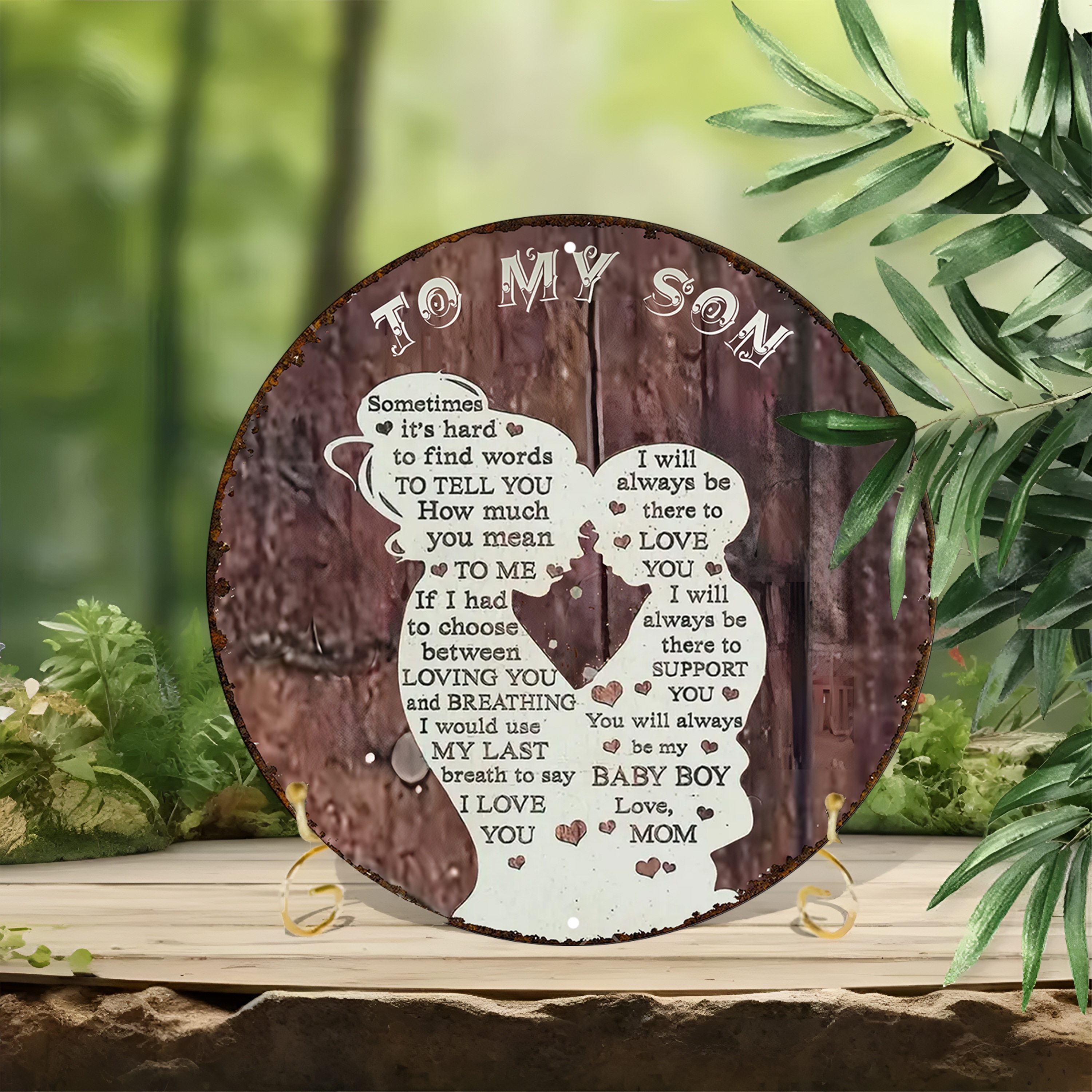 

1pc To My Son Fun Round Aluminum Sign, I Love You, I Will Always Be There To Love You, Be There To Support You, You Will Always Be My Baby, Boy, Love Mom, Birthday Gift, 8x8in Eid Al-adha Mubarak