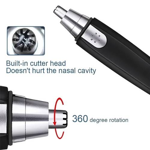 1pc professional nose ear hair trimmer 360 rotating stainless steel head electric trimmer for facial hair eyebrows womens hair portable battery powered 1 aa not included eyebrow grooming tool sleek grooming tool rotating