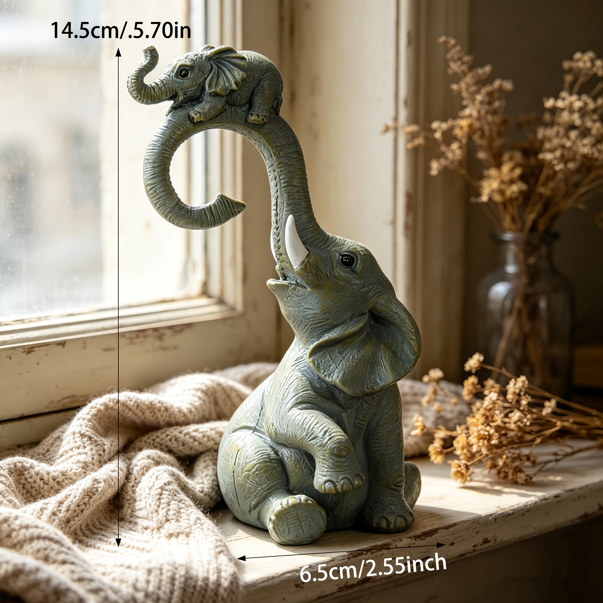 TEMU Collectible Figurines, 1pc Cute Elephant Ornament Home And Room Decoration Resin Craft