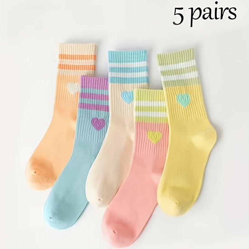 E-shop 5-Pack bunte Herz-gestreifte Jahreszeiten, bequem atmungsaktiv. für Kinder in der Schule oder zu Hause. Ein beliebtes Geschenk für Kinder