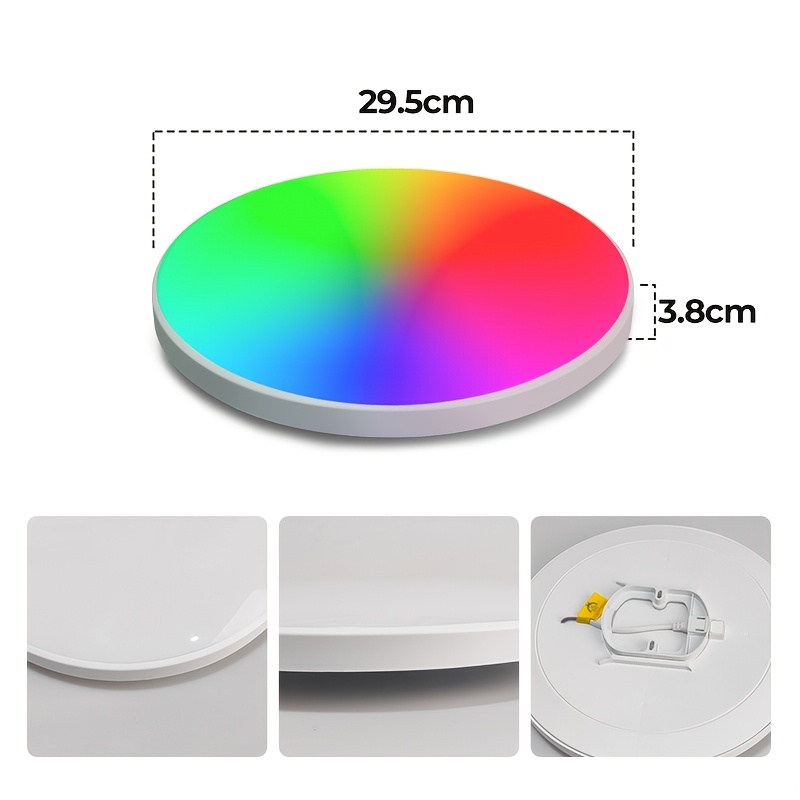 Nordic Style Led Round Ceiling Light With Wireless , 16 Million Color Settings, 3000k-6500k Brightness Adjustment, Suitable For Living Room, Bedroom, , Theater, Game Room, Home Lighting Fixture