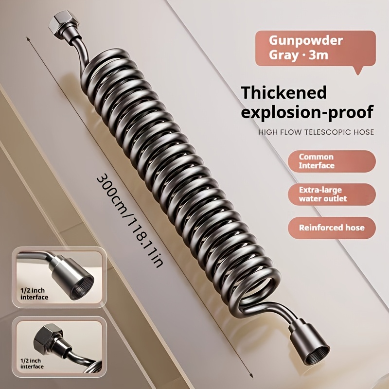 TEMU Pistola a spruzzo per WC Doccia con tubo telescopico, Tubo di per bidet , Tubo a molla tipo linea , Tubo 'acqua elastico per rubinetto doccia