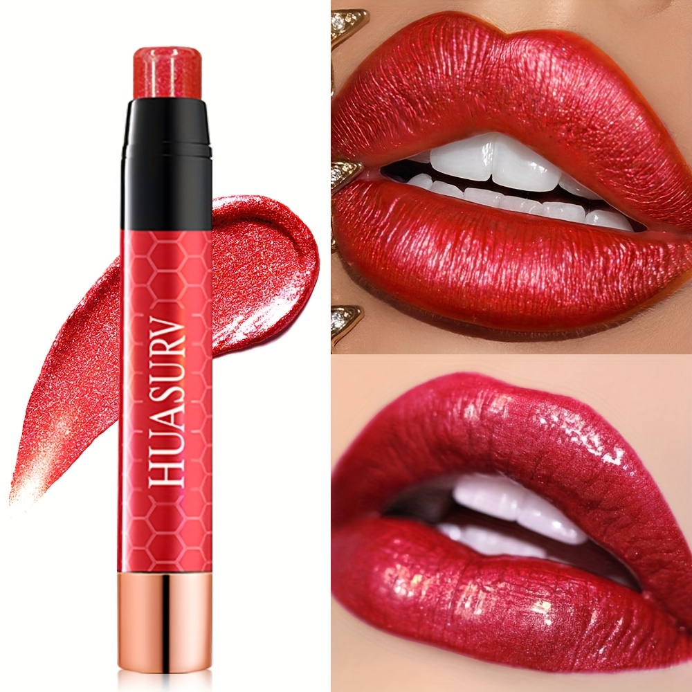 Image of 1pc Shiny Moisturizing Lipstick - Red, Pearlescent Shimmer, Rich And Moisturizing, Suitable For Daily And Party Makeup [valentine's Day][merry Christmas][holiday Gifts][1pc]