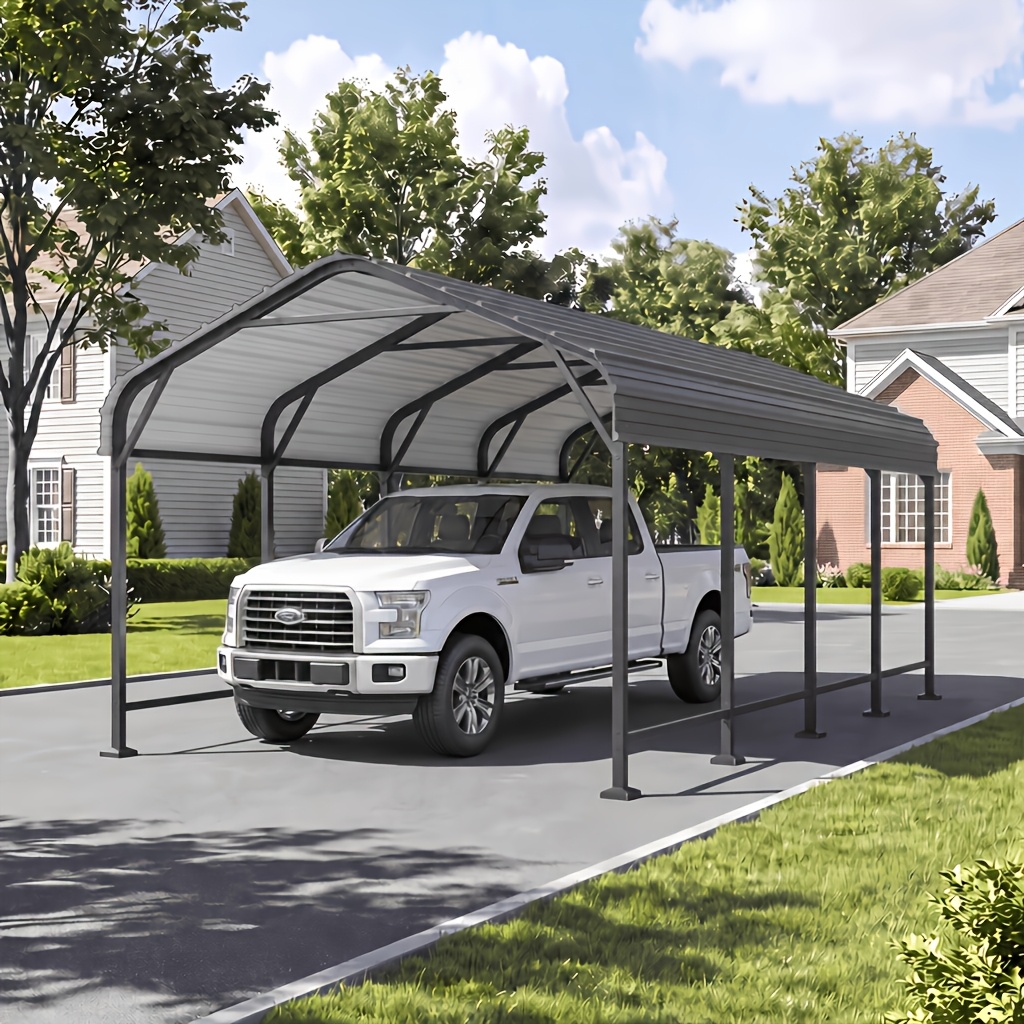 TEMU Nordivale 10 X15/12 X 20/20 X 20ft Heavy Duty Metal Carport - Galvanized Steel Roof, Reinforced Base Frame, Outdoor Garage Shelter For Cars,
