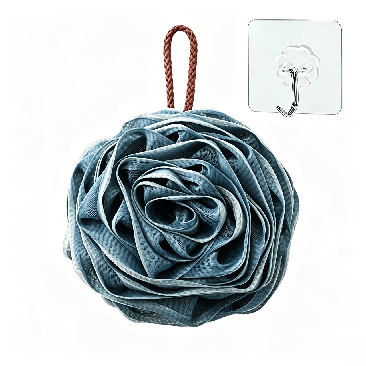 Large Rose-Shaped Bath Loofah Sponge with Storage Hook