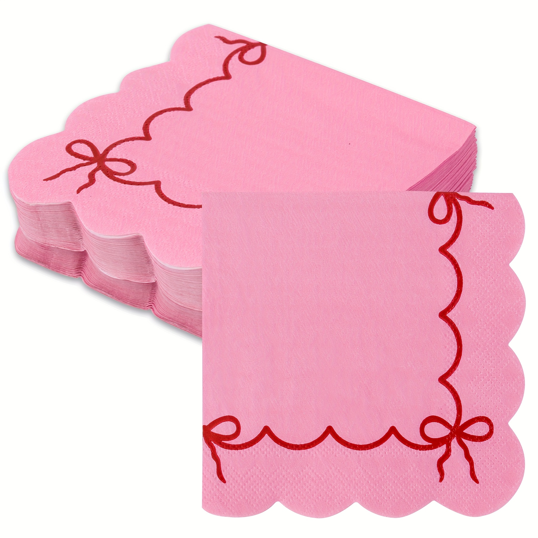 E-shop 50 Stück Elegante Servietten - Mit Dekorativen Schleifenakzenten für Hochzeit, Baby Shower, Geburtstag, Brautparty - Damenlunch, Valentinstag,