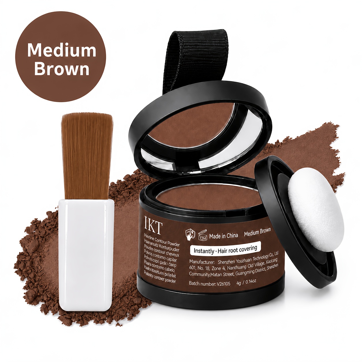 Hairline Concealer Powder - Instant Coverage, Natural Finish For Thinning Hair Dyeing - Includes Sponge Applicator, Portable Size