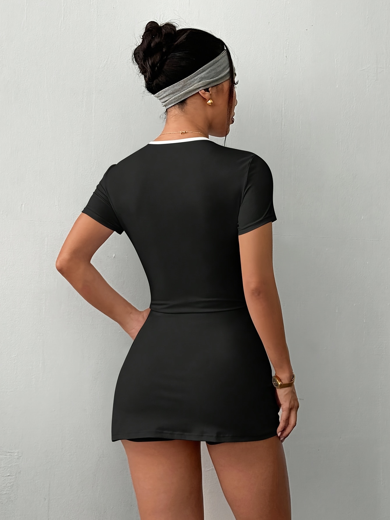 womens black white contrast tennis training outdoor sports - Temu Oman