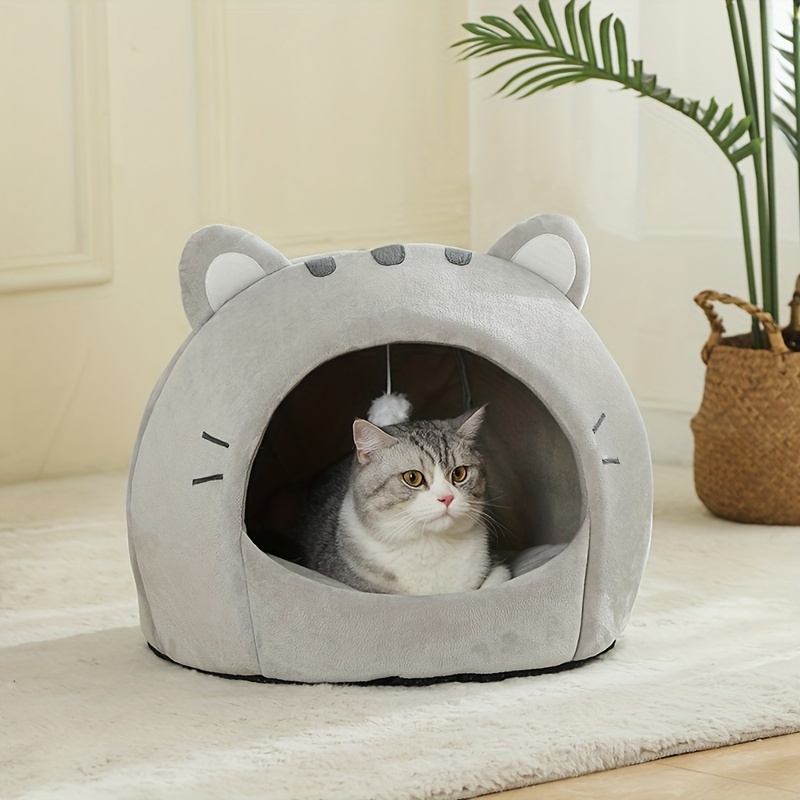 Cozy Cat Bed - Soft, Breathable Polyester Nest for All Seasons | Classic Style Kitten House with Cushion Mat | Ideal for Small to Large Cats, Cat Basket, Sleep Basket