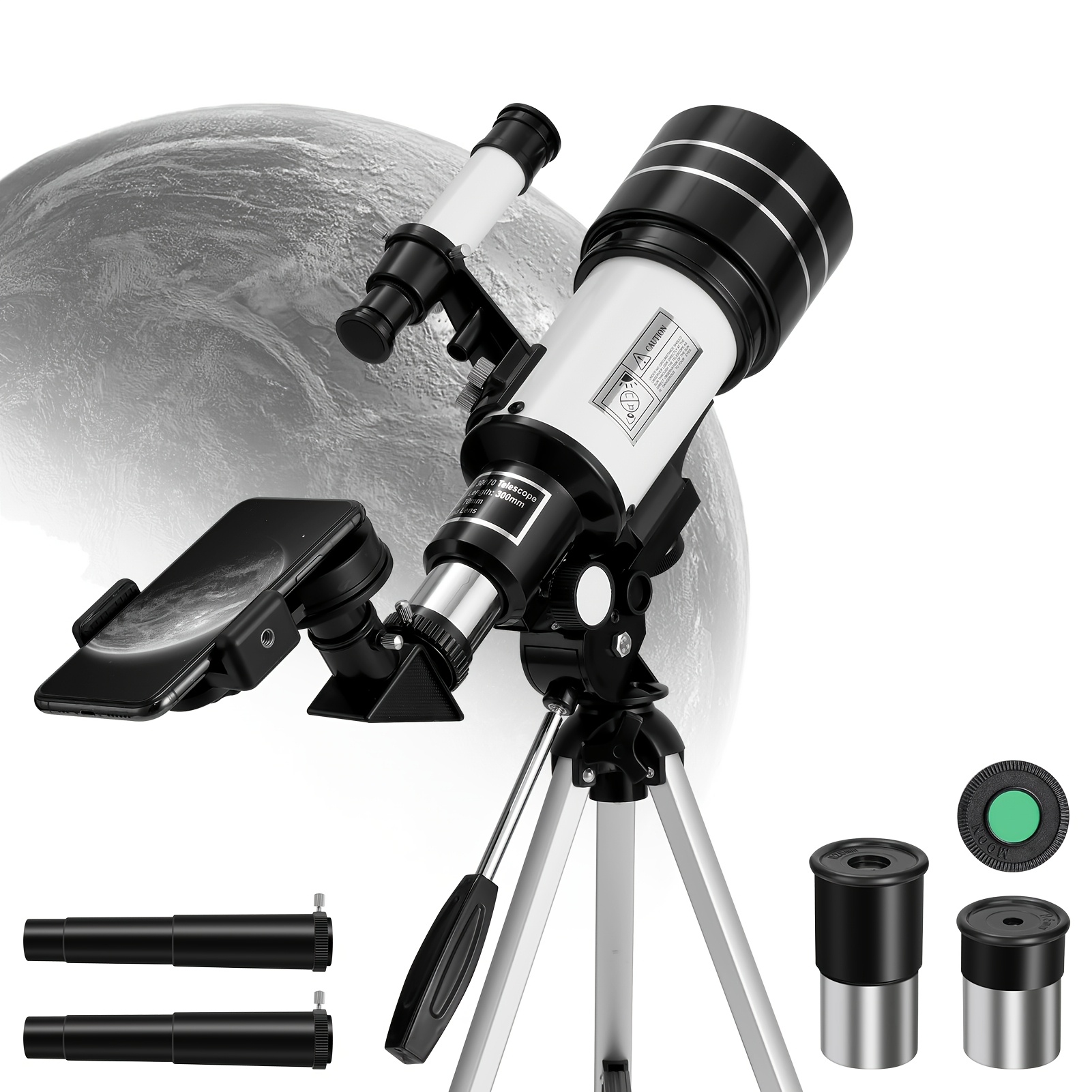 TEMU Beginner Telescope For Adults Refracting Astronomical Telescope Portable Travel Telescope With Phone Adapter For Outdoor